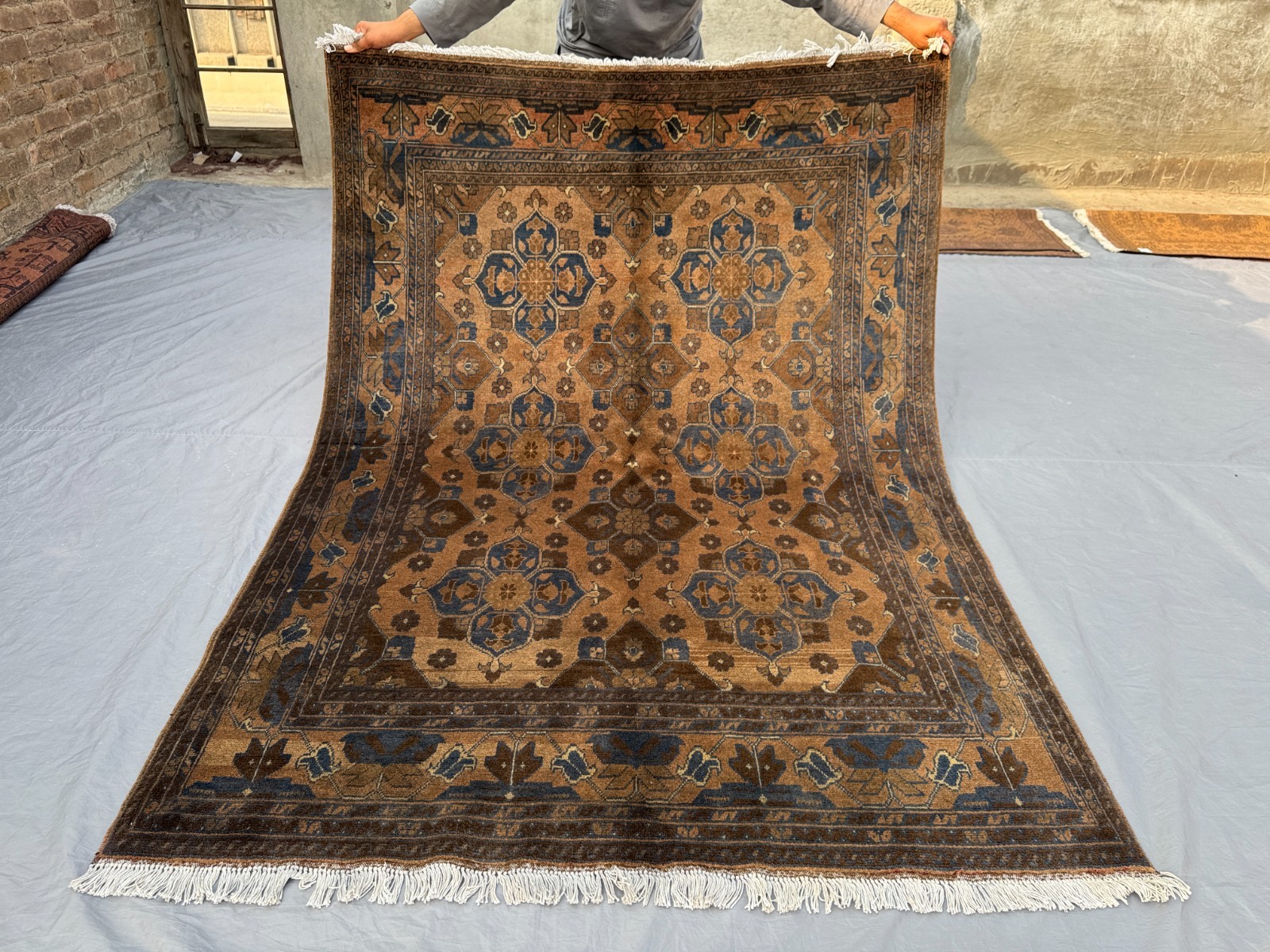 5′ x 7′ Vintage Afghan Hand-Knotted Turkmen Bokhara Rug Soft Wool Area Carpet