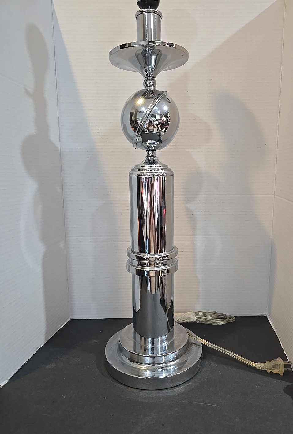 Superb Tall Modern Space Age Table Lamp Chrome Plated Globe World Fair?