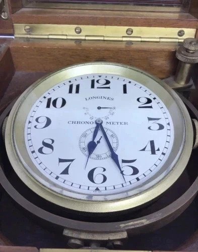 Longines 1940s Marine Deck Chronometer Clock w 3-Tier Box 17J