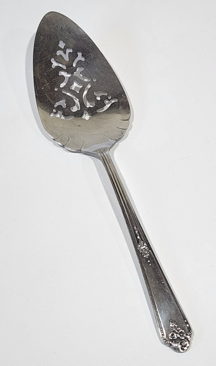 Vintage Tudor Plate Oneida Community Floral Pie Cake Server Sweet Briar 1948