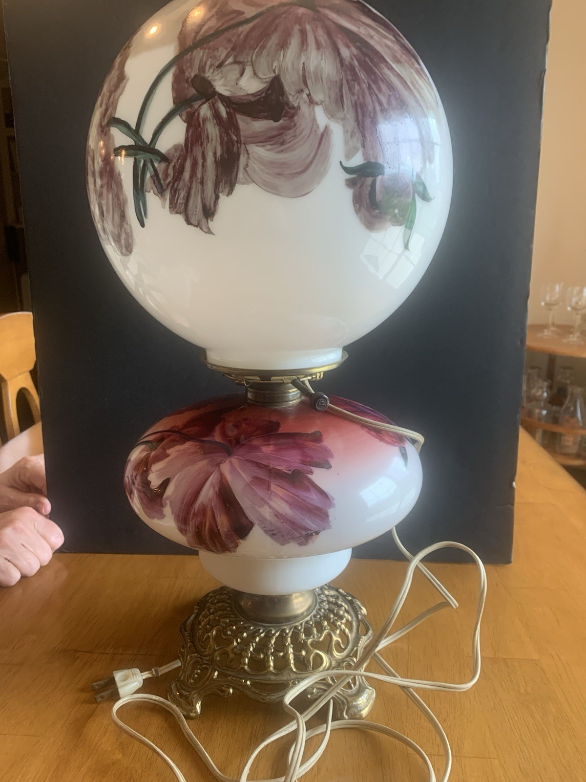 Antique Victorian Ornate Gone with the Wind Queen Ann #2 Hurricane Lamp