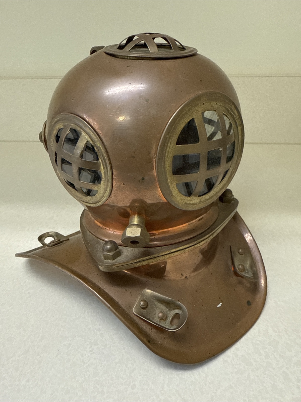 Vintage Old Antique Brass Copper Sea Diver Helmet 1/4size fabulous Desk replica