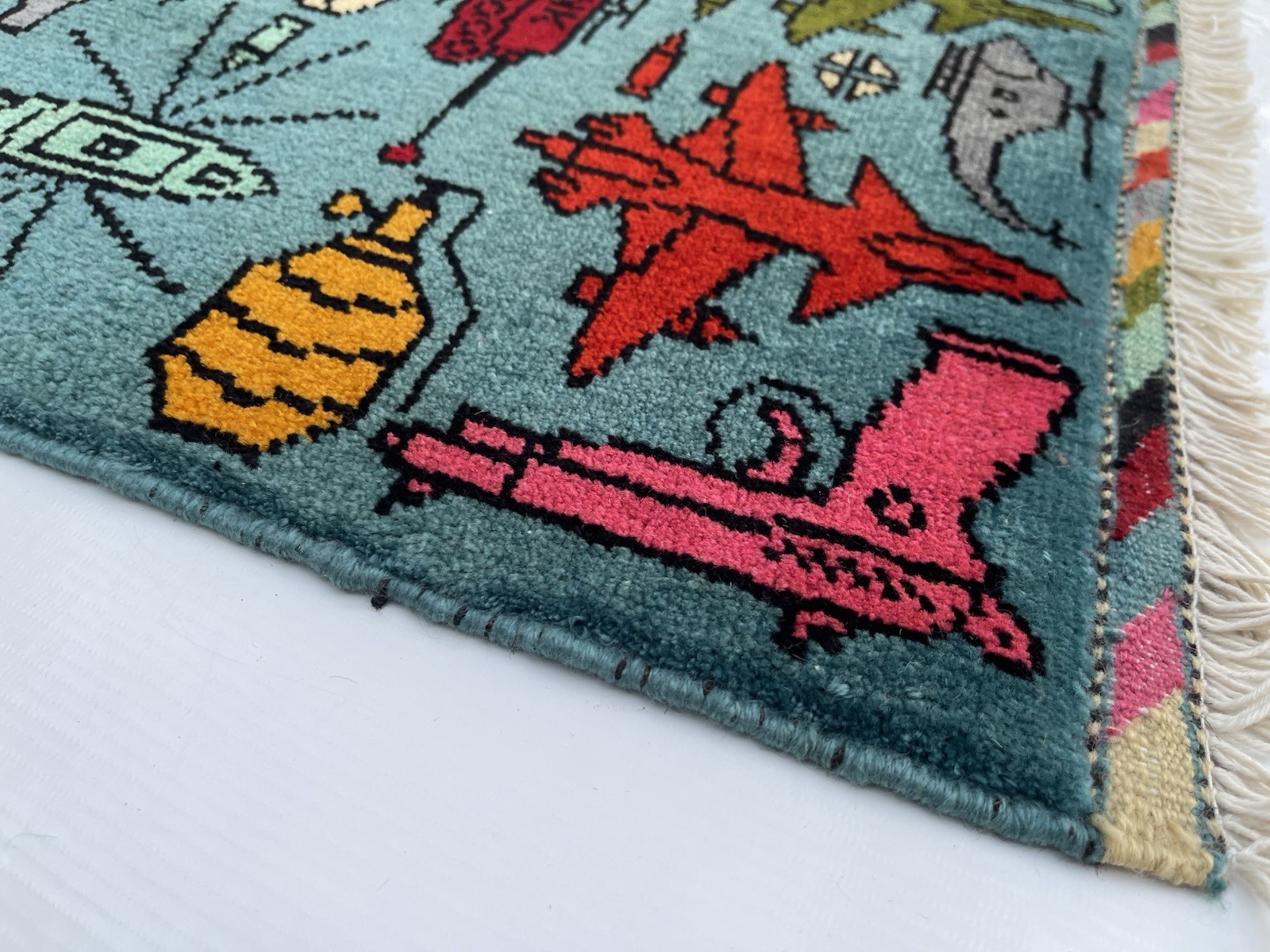 #413 War rug Afghan War Rug Wool Rug Beautifully Made Small War Rug 55x54cm