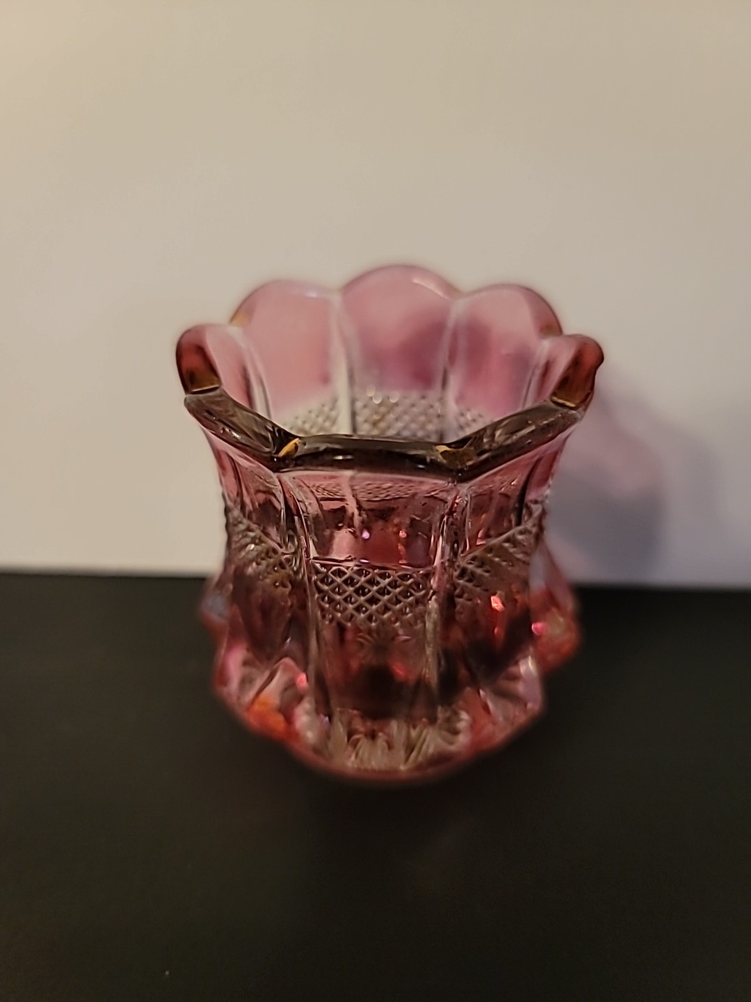 Antique EAPG U.S. GLASS VA #15071 Maidens Blush Banded Cranberry TOOTHPICK 1890