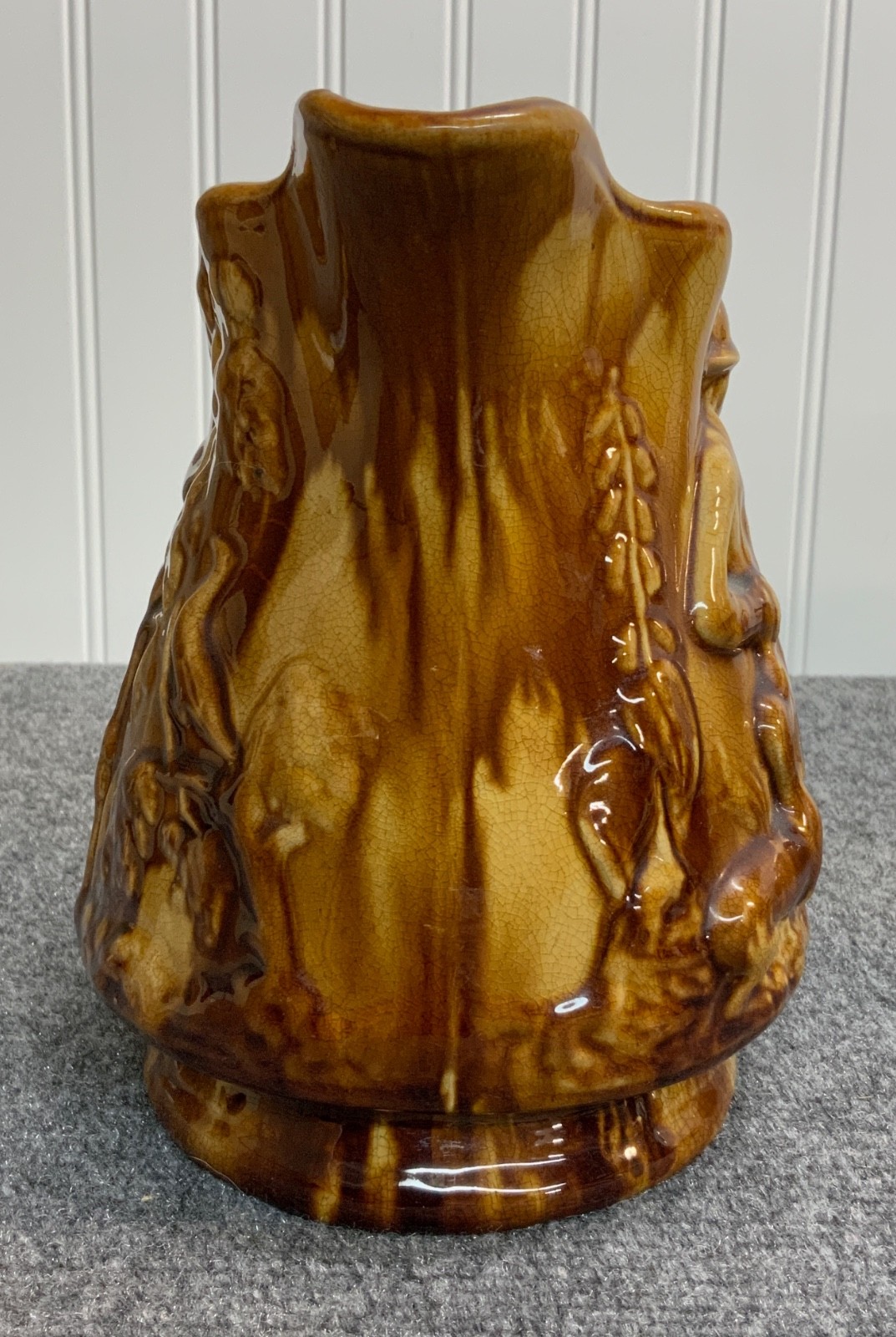 “Rockingham” Glaze Pitcher, “The Hunter”