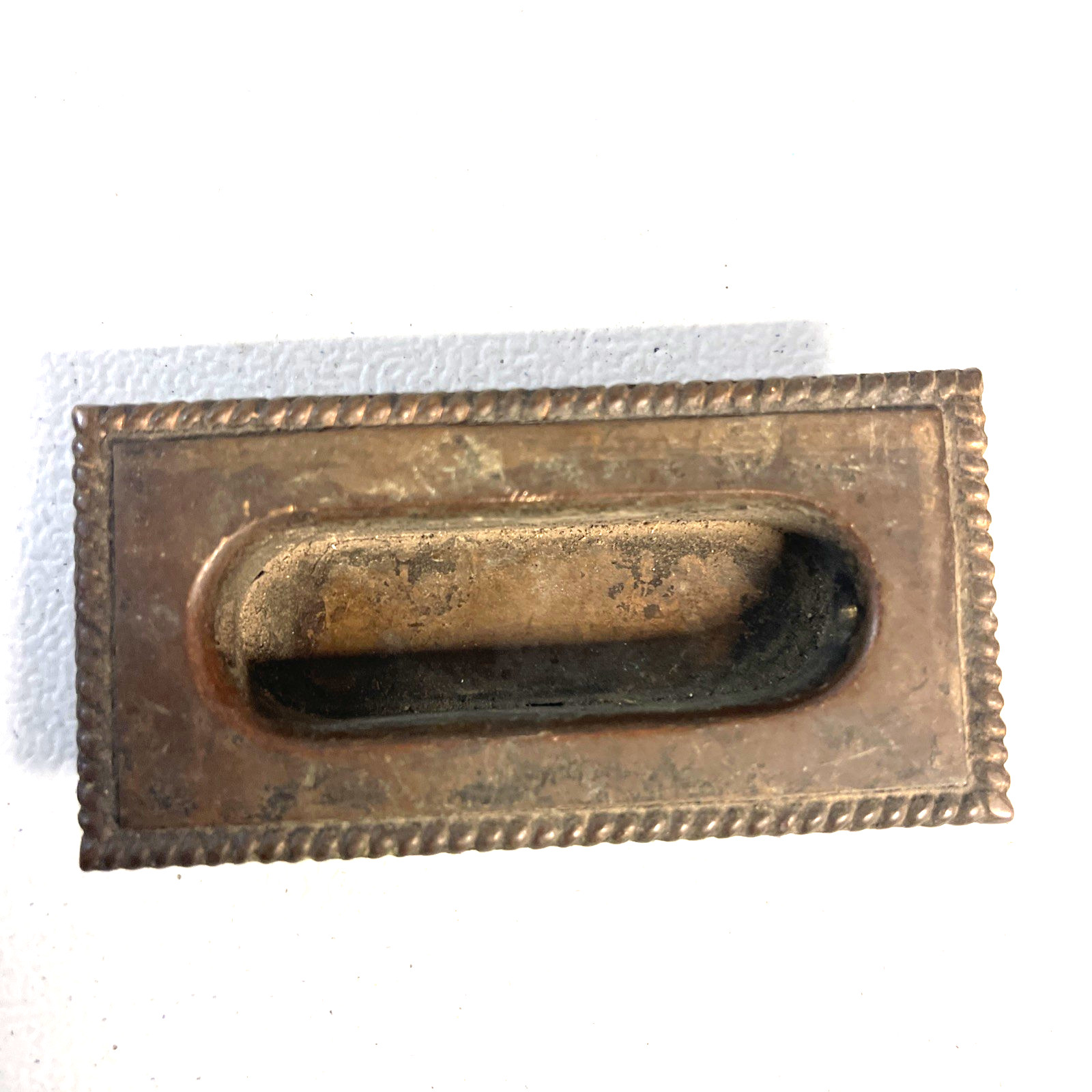 Vintage Rectangular Pressed Brass Window Sash Lift