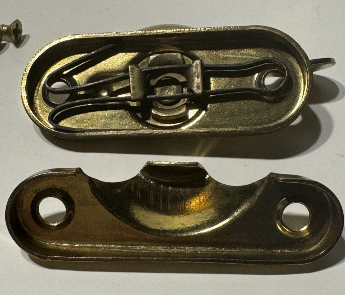 Vintage Brass Tone Metal Window Sash Lock with Screws-NOS