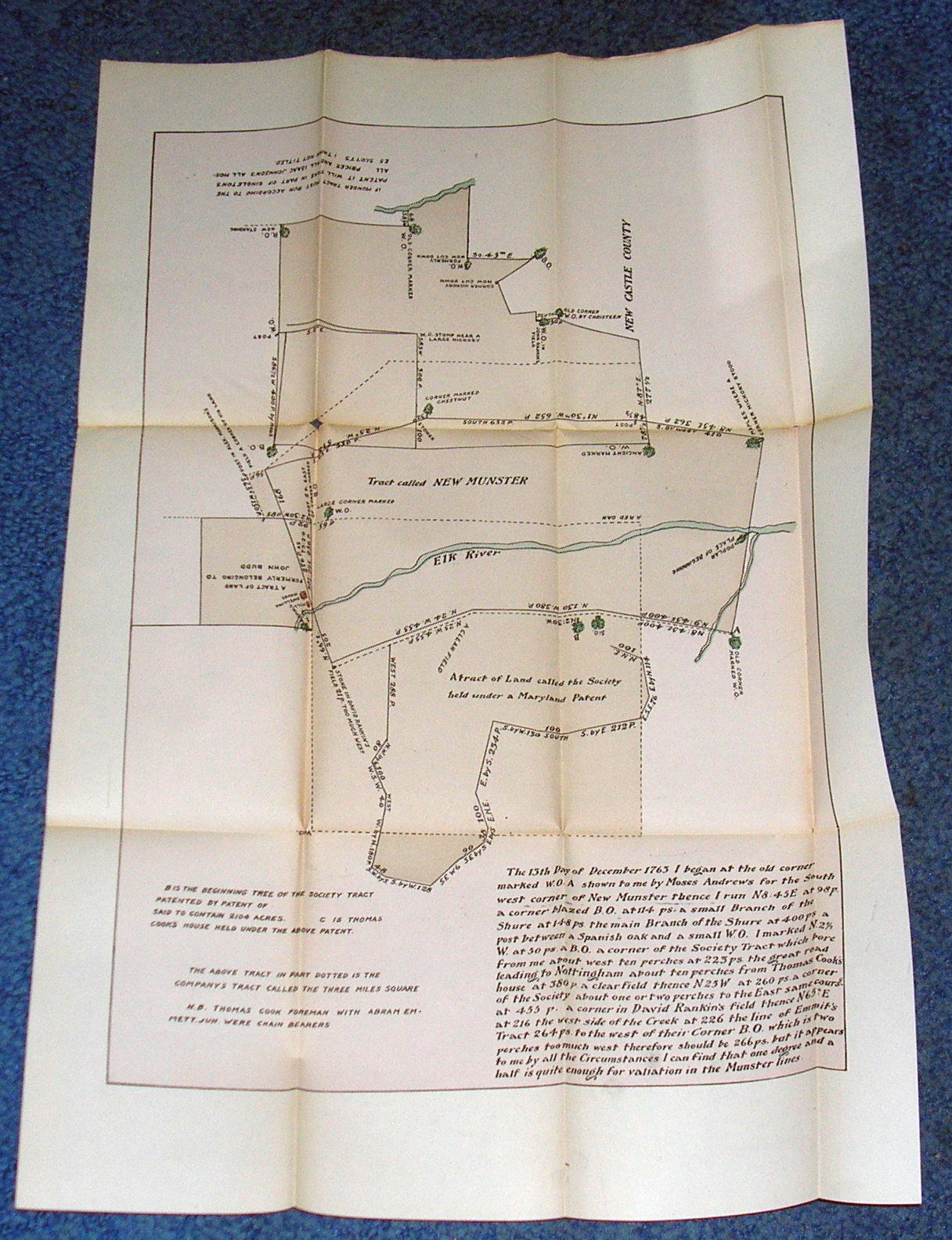 1763 MAP of New Munster Pennsylvania. 19th Century Reprint #24