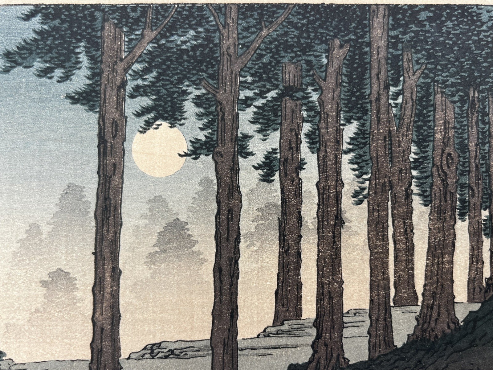 Hiroshige Mt Kurama By Moonlight Antique Art Japanese Woodblock Print Landscape