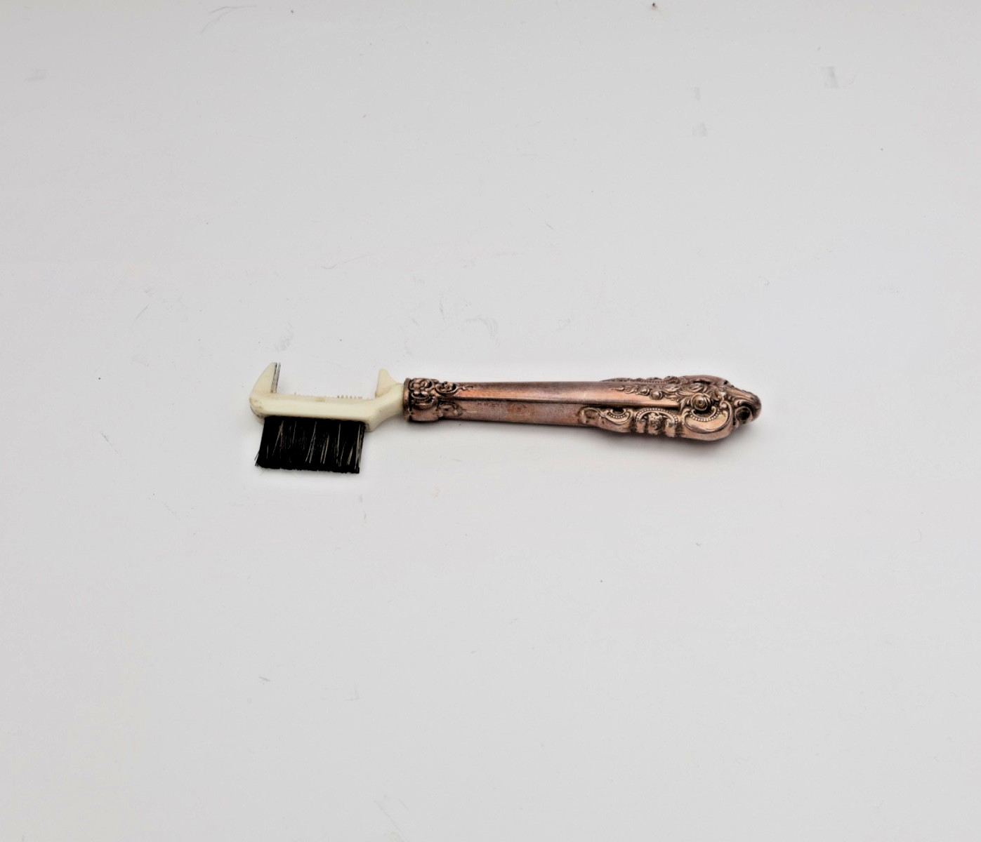Antique STERLING SILVER Handle mustache brush comb AS-IS