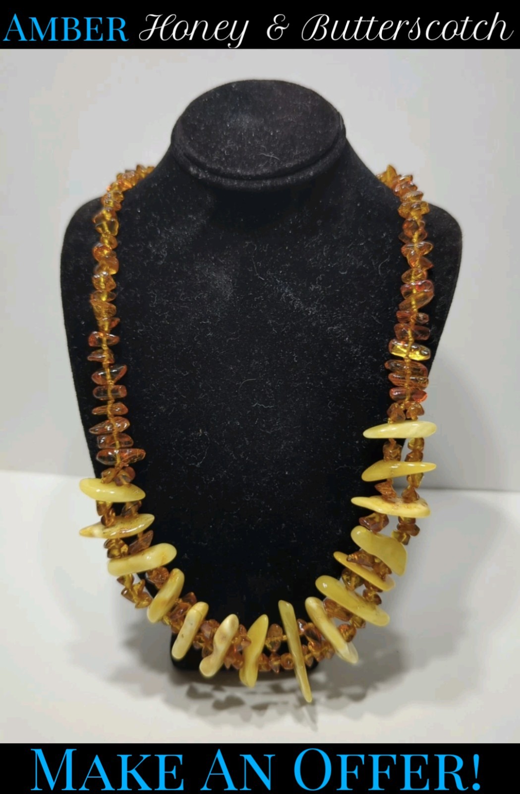 ✨VINTAGE✨ 20″ Amber Butterscotch & Honey Antique Baltic Amber Beads Necklace