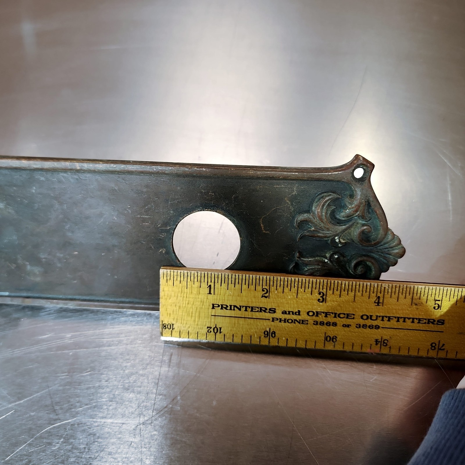 Antique Bronze Door Pull 16.25″ Right Hand Ornate Victorian Entry Backplate
