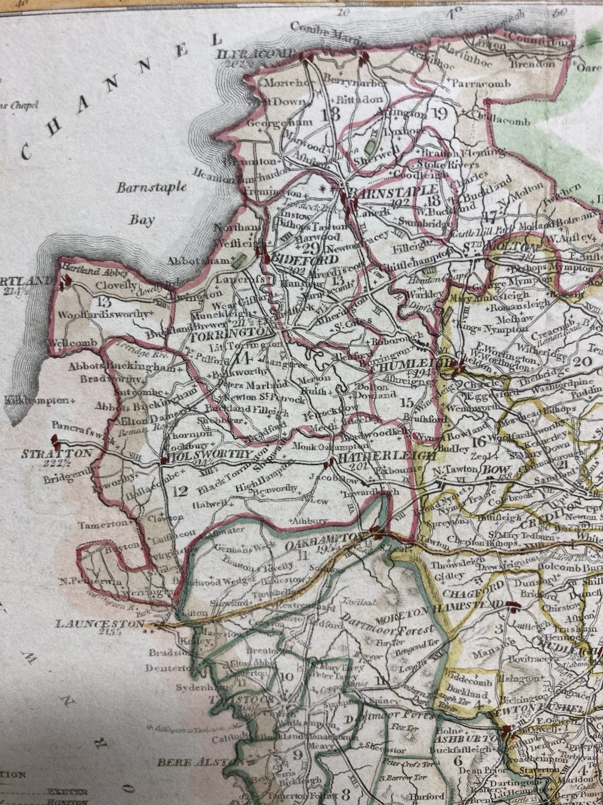 Antique Map Early 1800s Devonshire – Hand-Coloured Copperplate Engraving