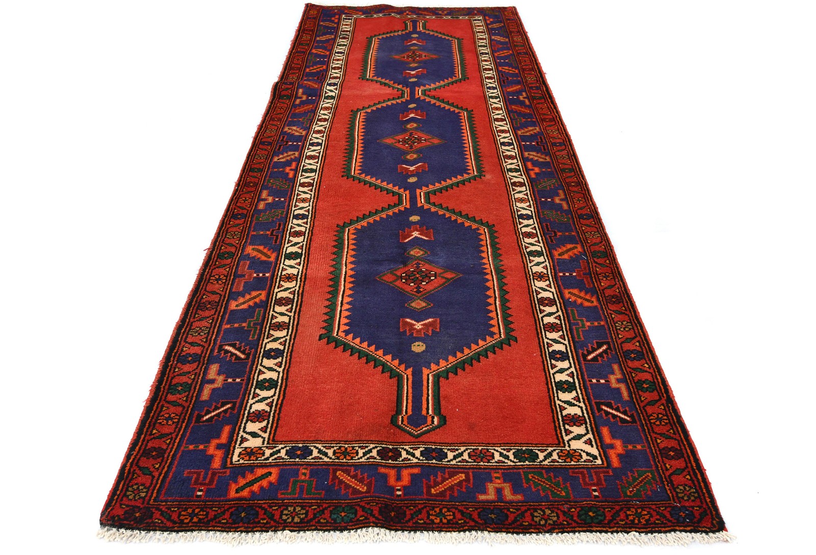 Handmade Semi-Antique Tribal Oriental Runner Rug Hallway Carpet 3’5X9’3 ft