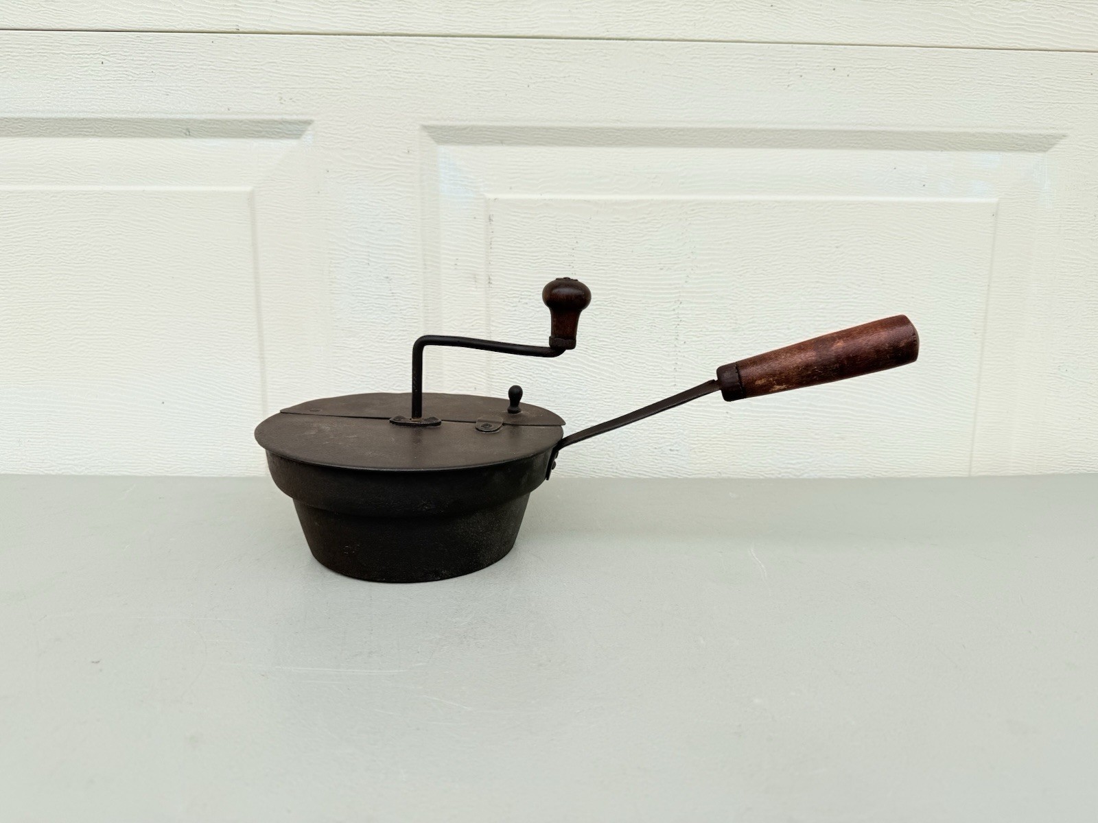 Antique Rare Hand Crank Coffee Bean Roaster Chestnut Roasting Pan Mariefors Bruk