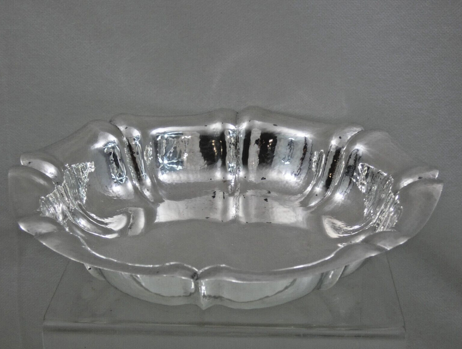 FINE 800 SILVER MODERN FRUIT BOWL HAND WROUGHT / HAMMERED Italy (not sterling )