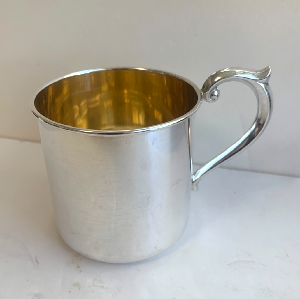 Vintage Lullaby Sterling Silver Baby Cup Unmonogrammed Gilded Interior