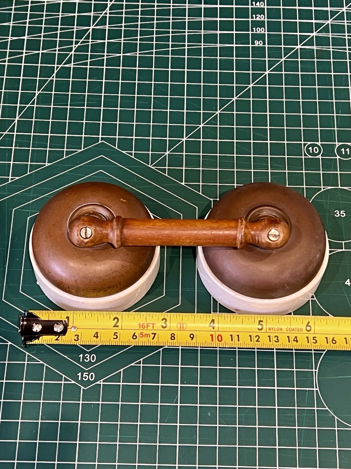 Antique Toggle Switch Brass and Porcelain Double Dolly Switch