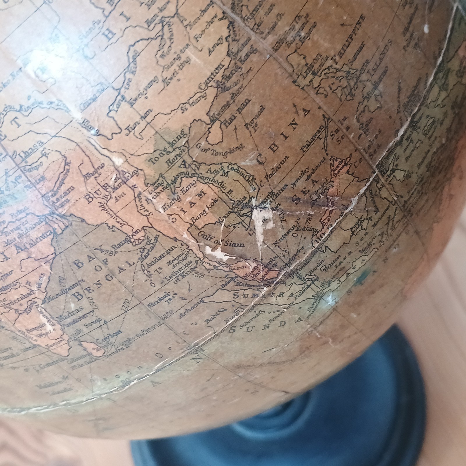 Antique Philips terrestrial globe 8 inches British Empire globe map