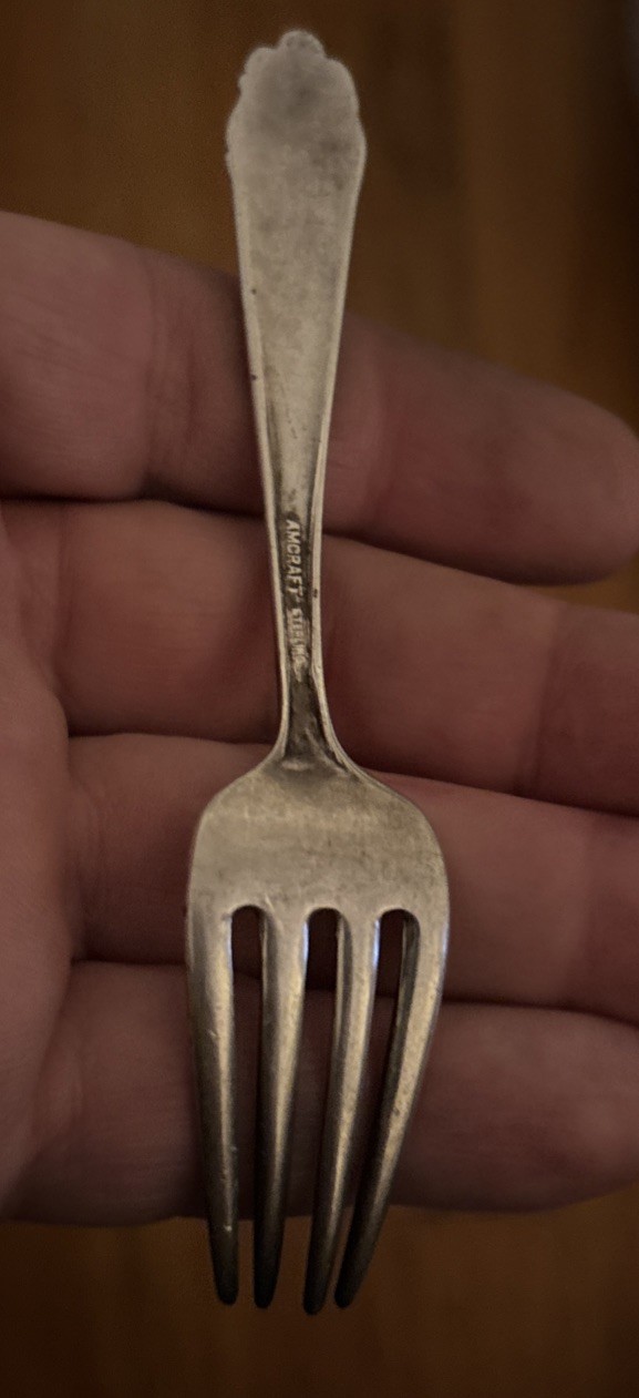 Vintage Amcraft Sterling Silver Baby Fork NO MONO Art Deco