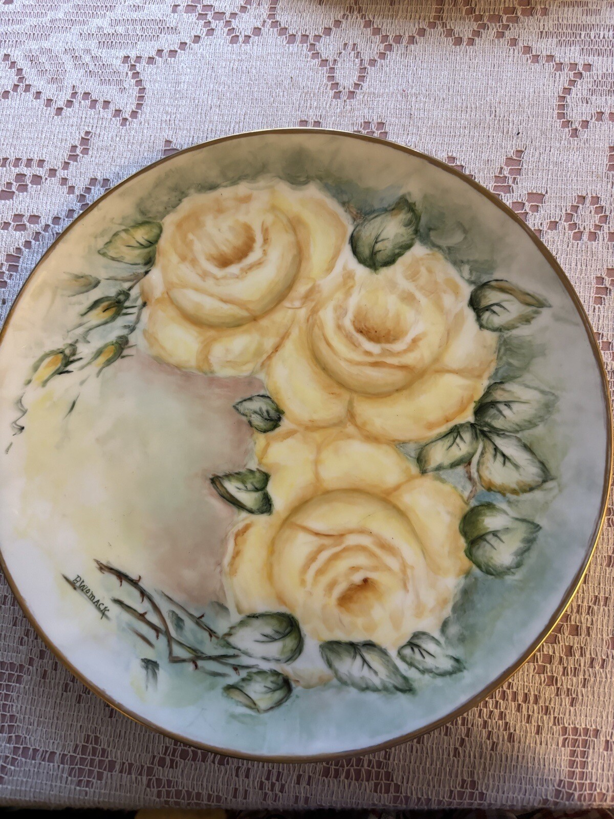 Amcrest Japan Meito Yellow Rose Hand Painted Fine China Plate 10 X 10 B Womack