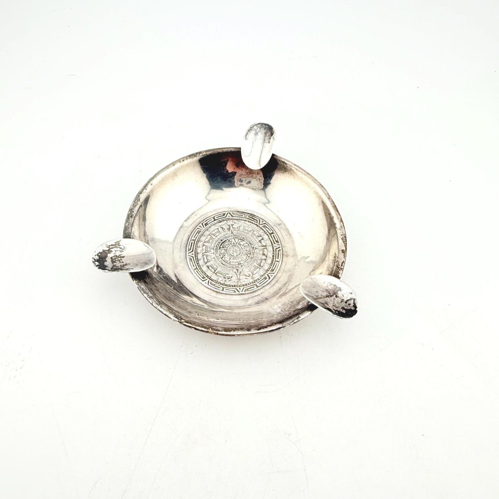 Vintage Sterling Silver Ashtray River Mayan Calendar 925 Ash Tray Mens Him Man