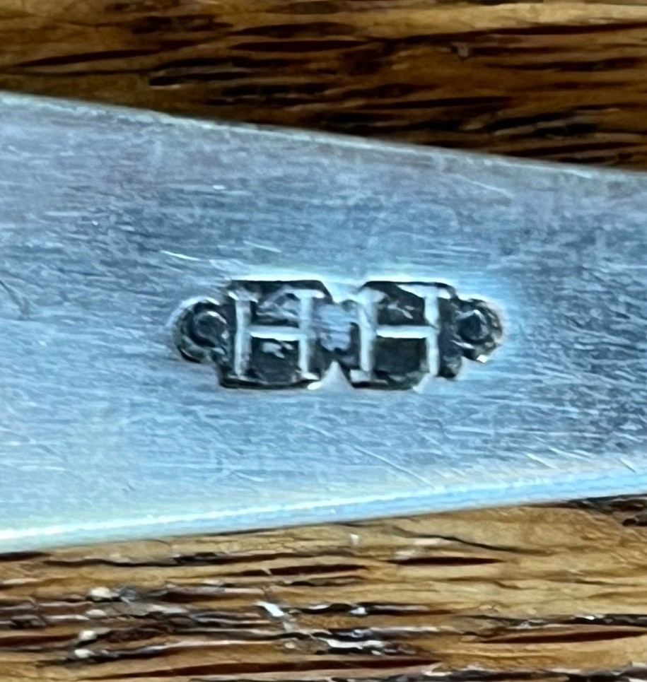 American Coin Silver Coffin End Table/Serving Spoon Maker HH Unfound Monogram