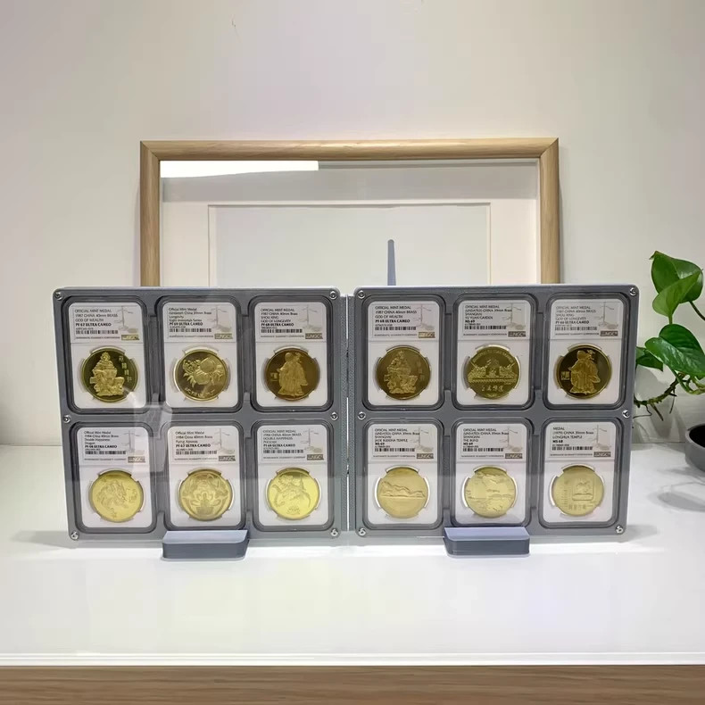 12 Grids Colored Desktop Display Frame Protective Album For NGC/PCGS Coin Holder