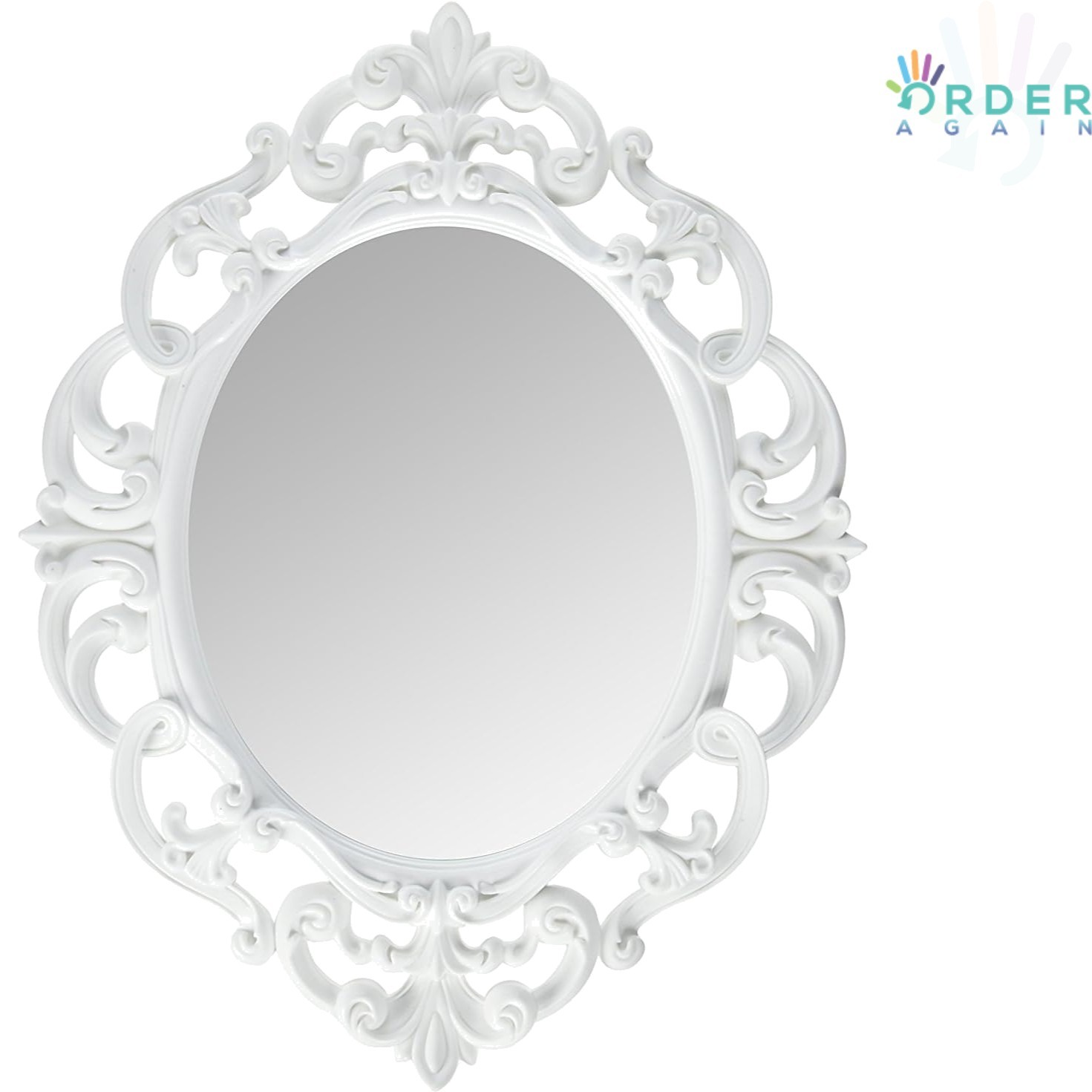 Oval Vintage Wall Mirror White 11.5 x 15 Inch Decorative Wall Mirror