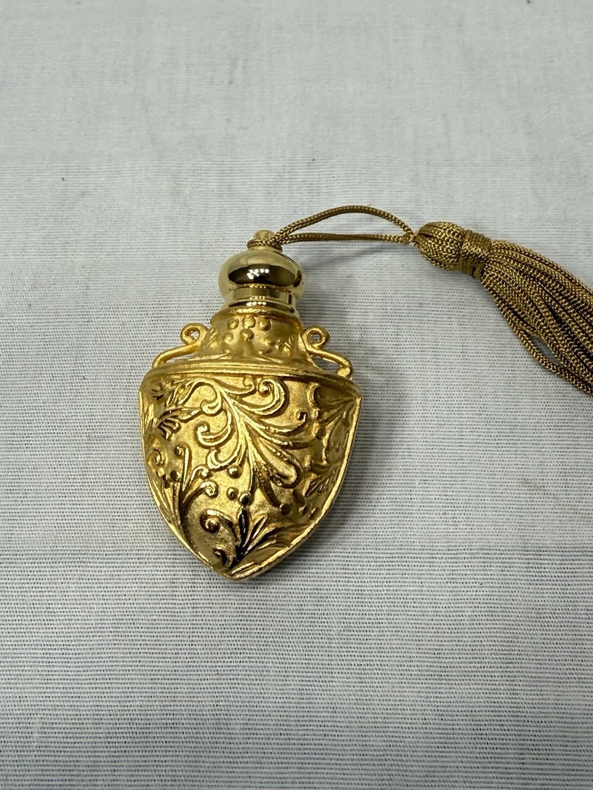 Victorian Art Nouveau Gilt Perfume Bottle Vial w/tassel Renaissance Goth Urn