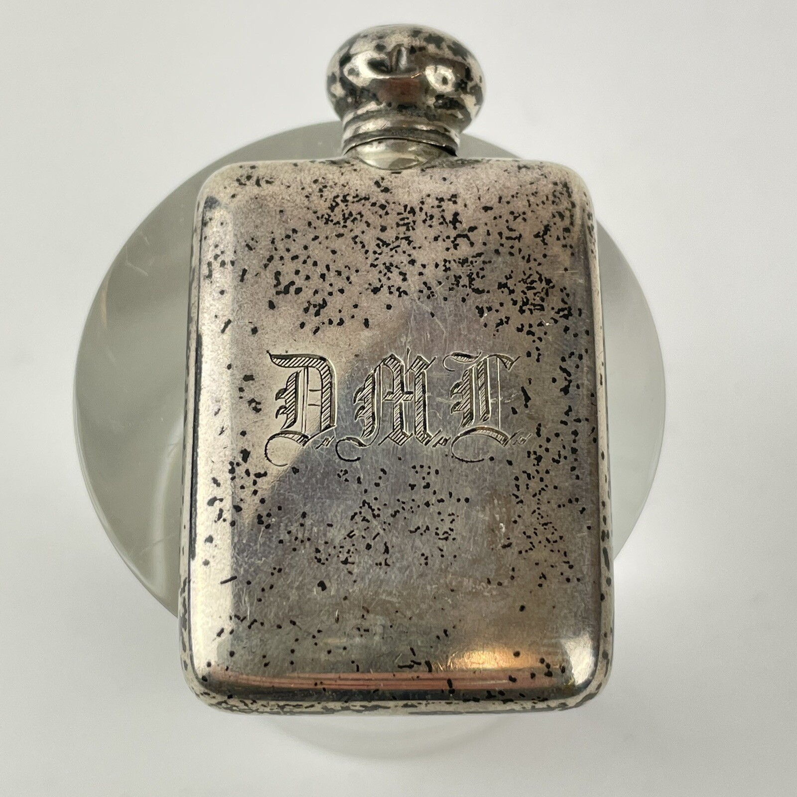 Antique Solid Silver Flask Form Scent Bottle 5.6cm A & J Zimmerman 1919
