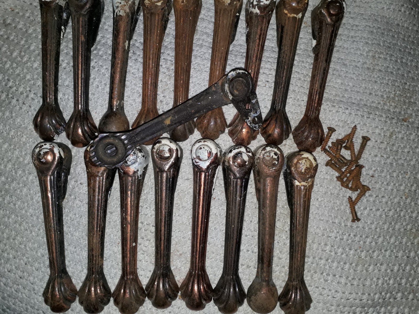 antique art deco brass copper carpet runner stair clips x19 and screws