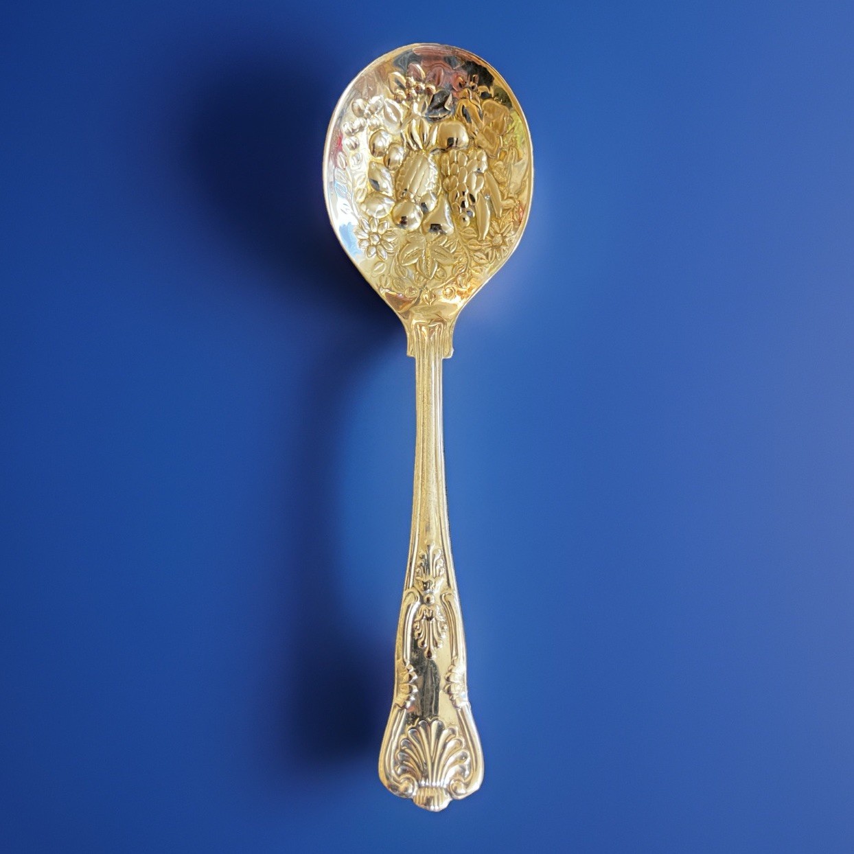 Vintage Sheffield England Silver Plated Sugar Jam Spoon 5.5″ Ornate Rococo Style