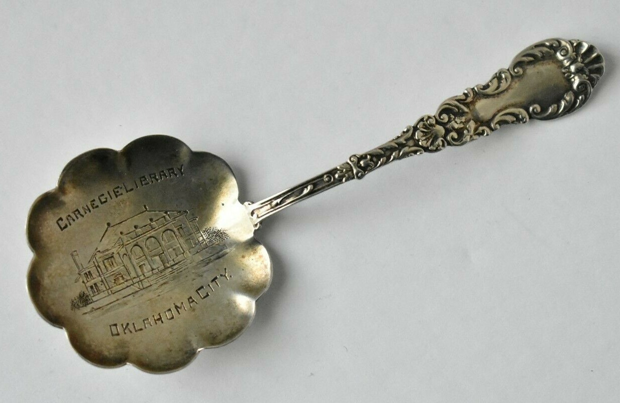 Carnegie Library Oklahoma City OK Sterling Souvenir Bon Bon Spoon