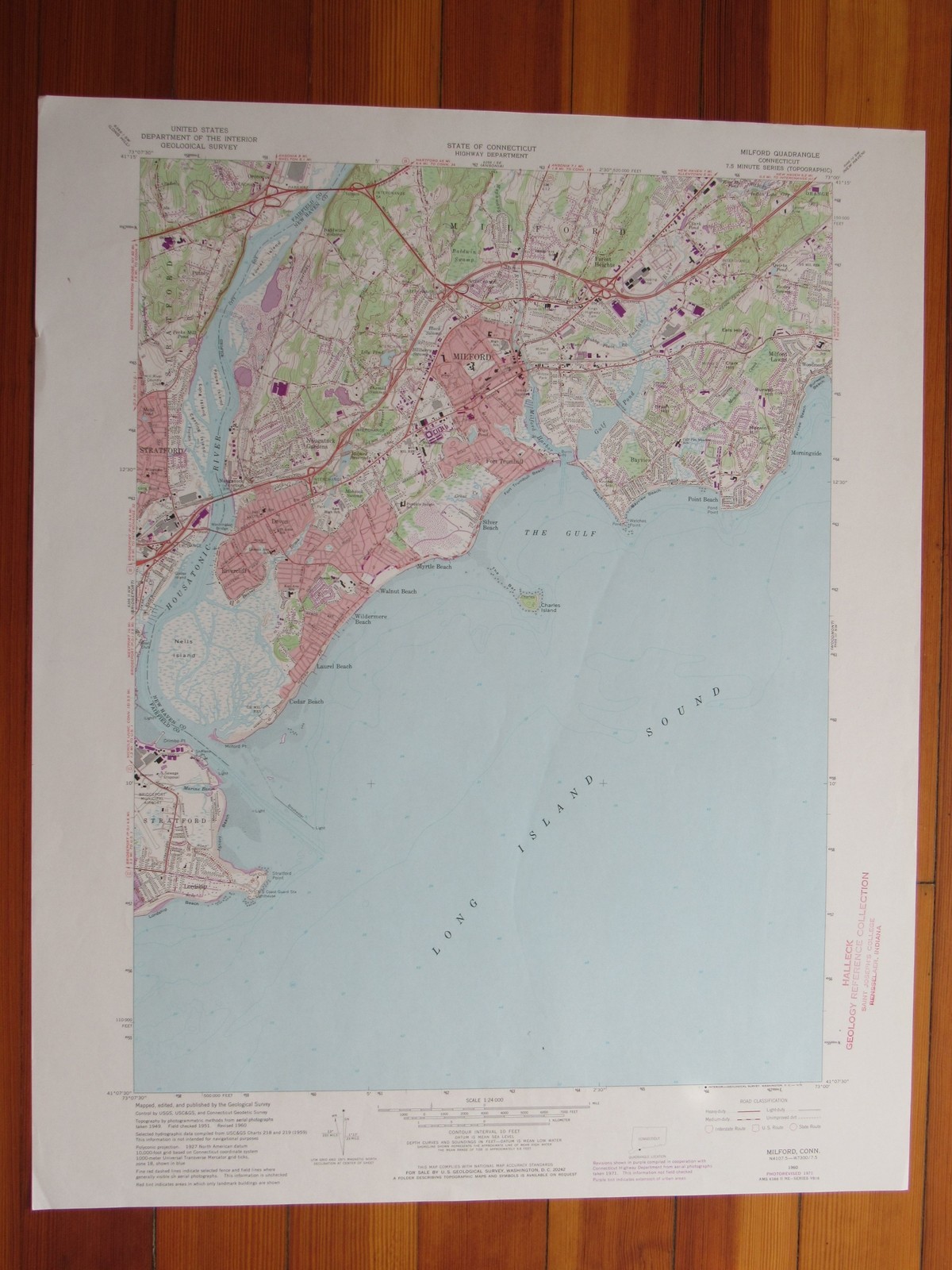 Milford Connecticut 1973 Original Vintage USGS Topo Map
