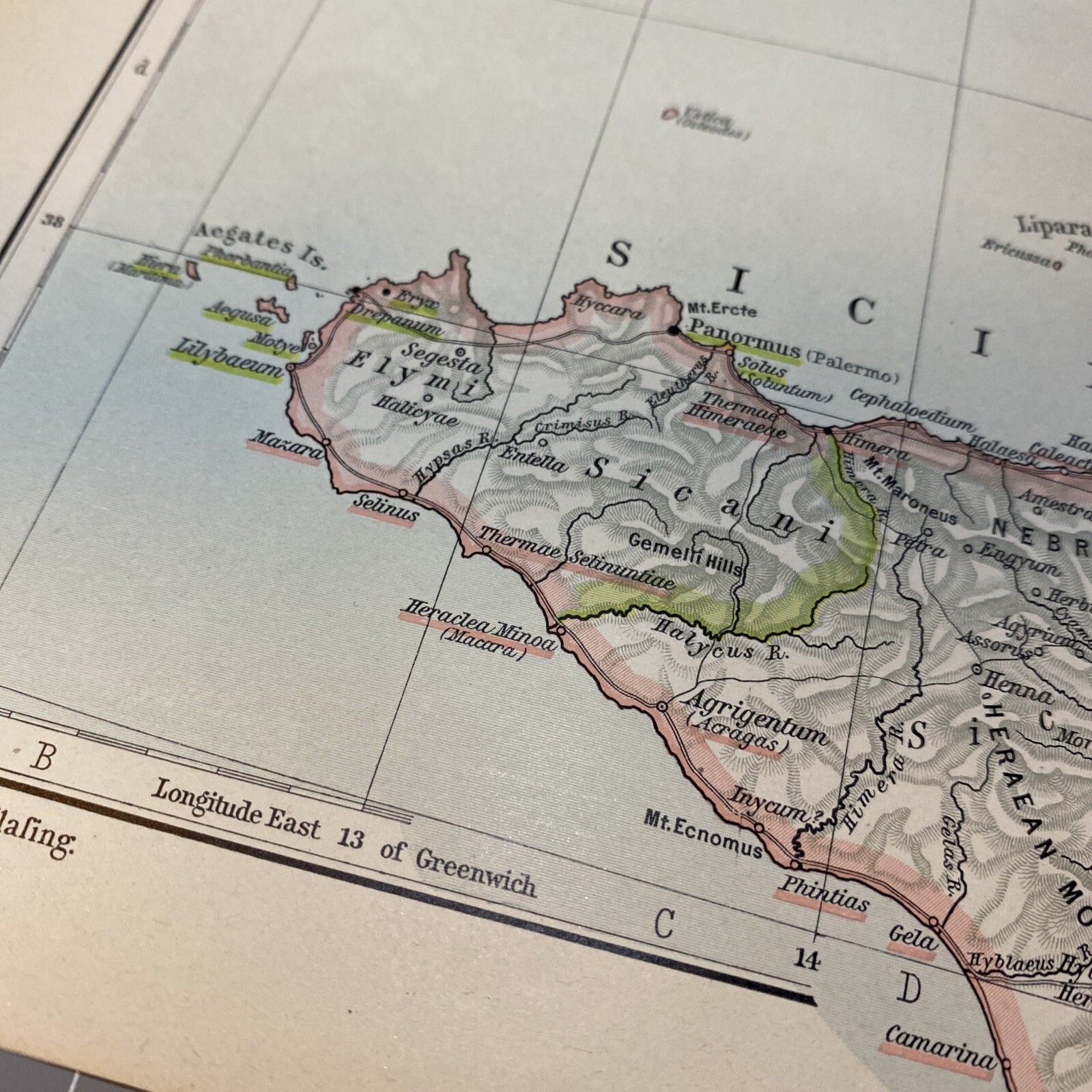 Historical Reference Map Ancient Italy Southern 1910 antique color Map Wall Art