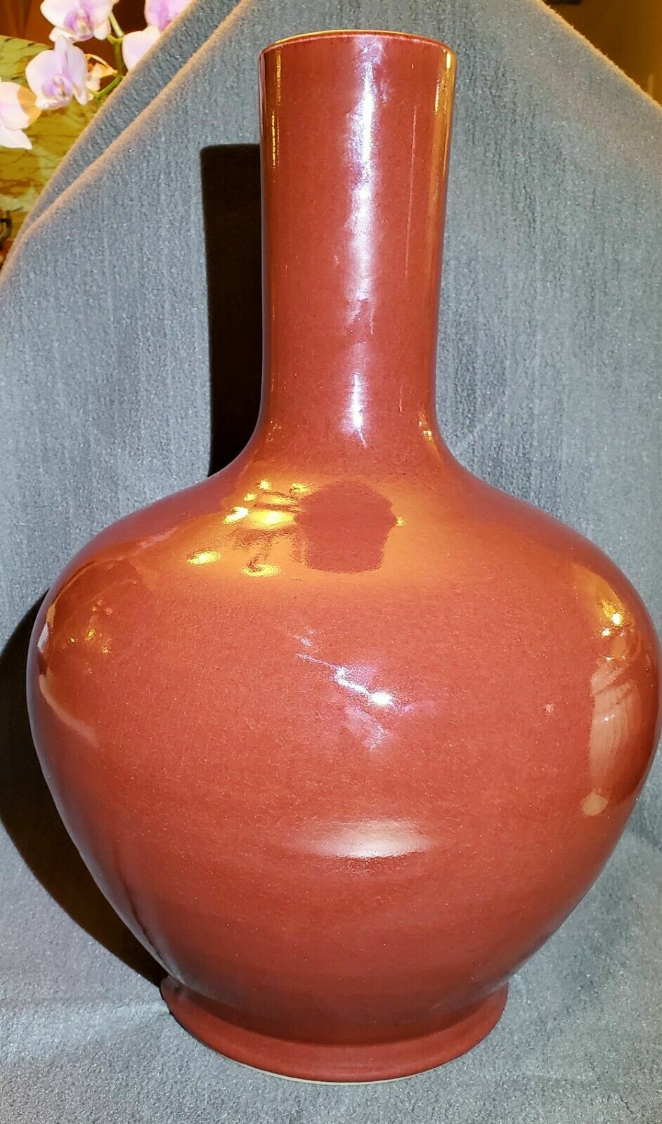 Large Vintage Chinese Oxblood Glaze Tianqiuping Vase STUNNING LARGE 18″ ~ 15 lbs