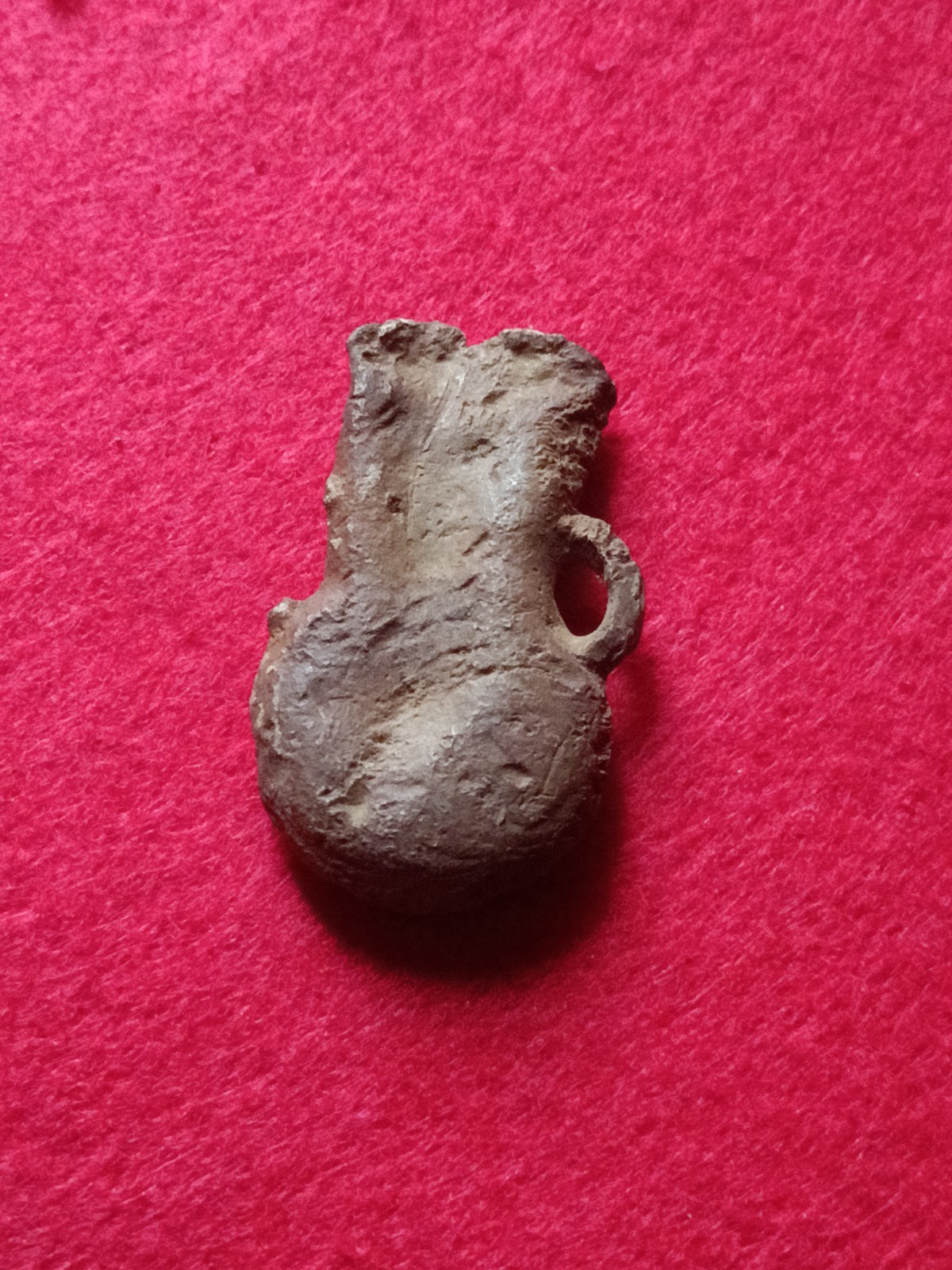 Antique medieval lead pilgrim’s jar. Original