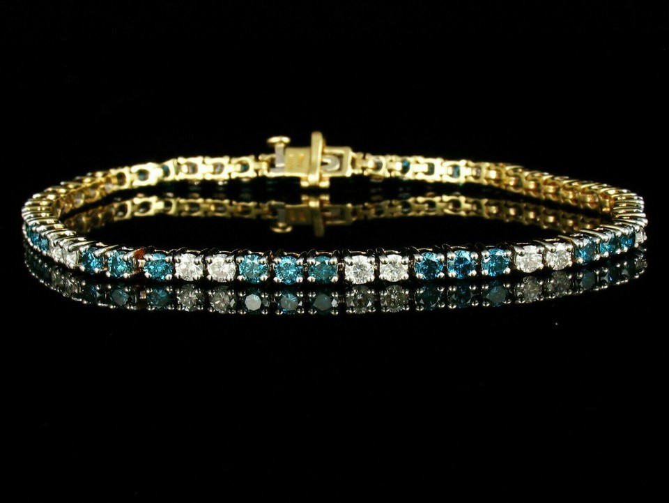 9CT Round Cut Lab-created 14K Yellow Gold Plated London Blue Topaz Bracelet