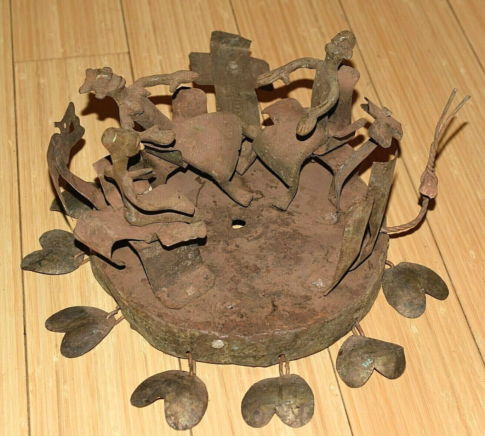 Antique African Benin Fon Tribe Hand Forged Iron Asen Staff Top – Altar, Abomey