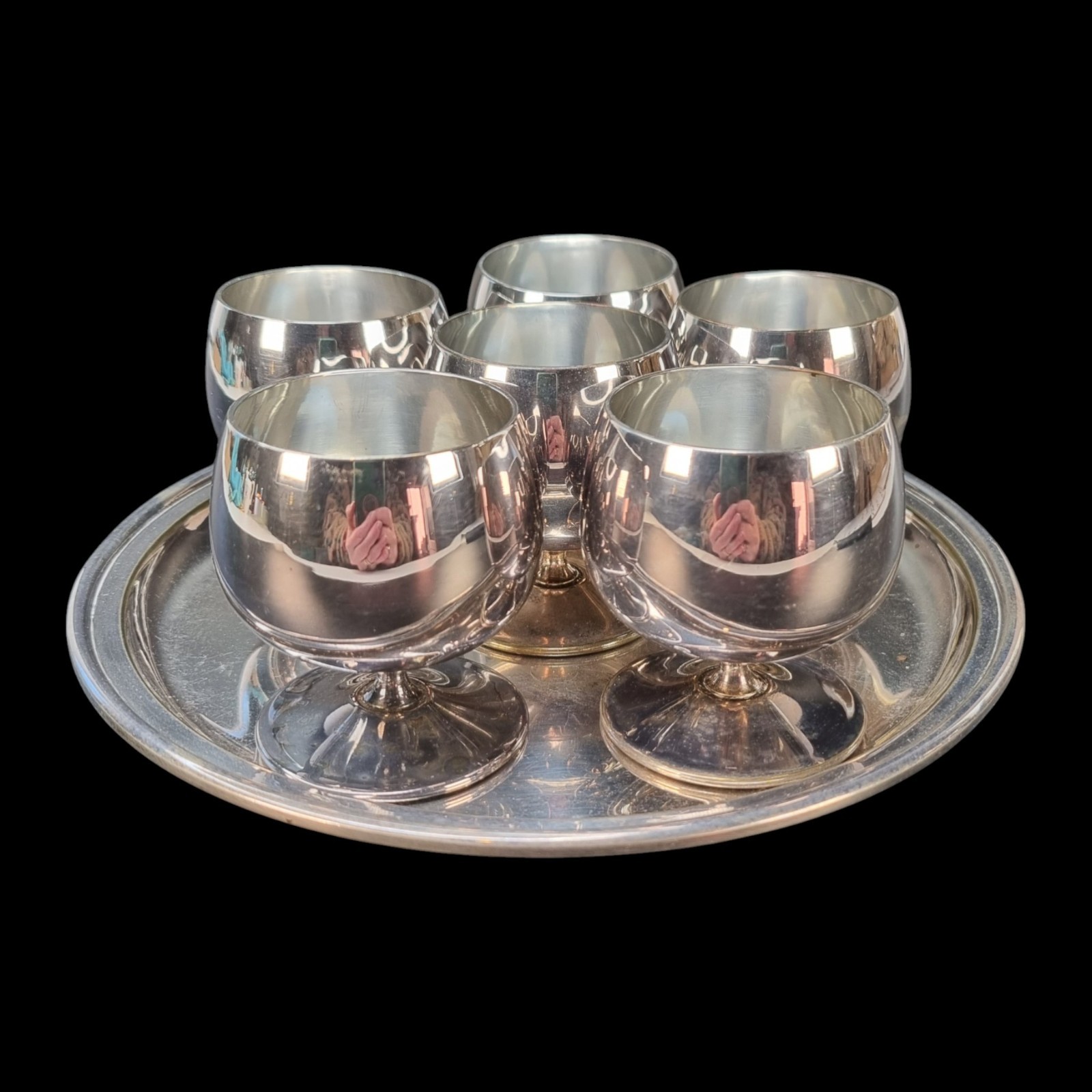 Vintage Silver Plated Goblets and Tray Arthur Price Made In Italy Set of 5