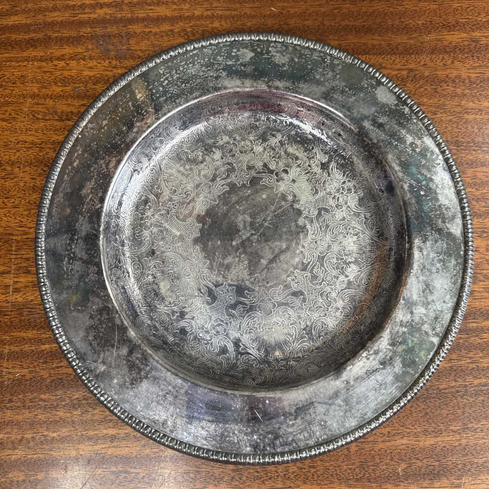 Vintage Wm Rogers Silver Plated 10 Inch Charger Or Small Tray 4511