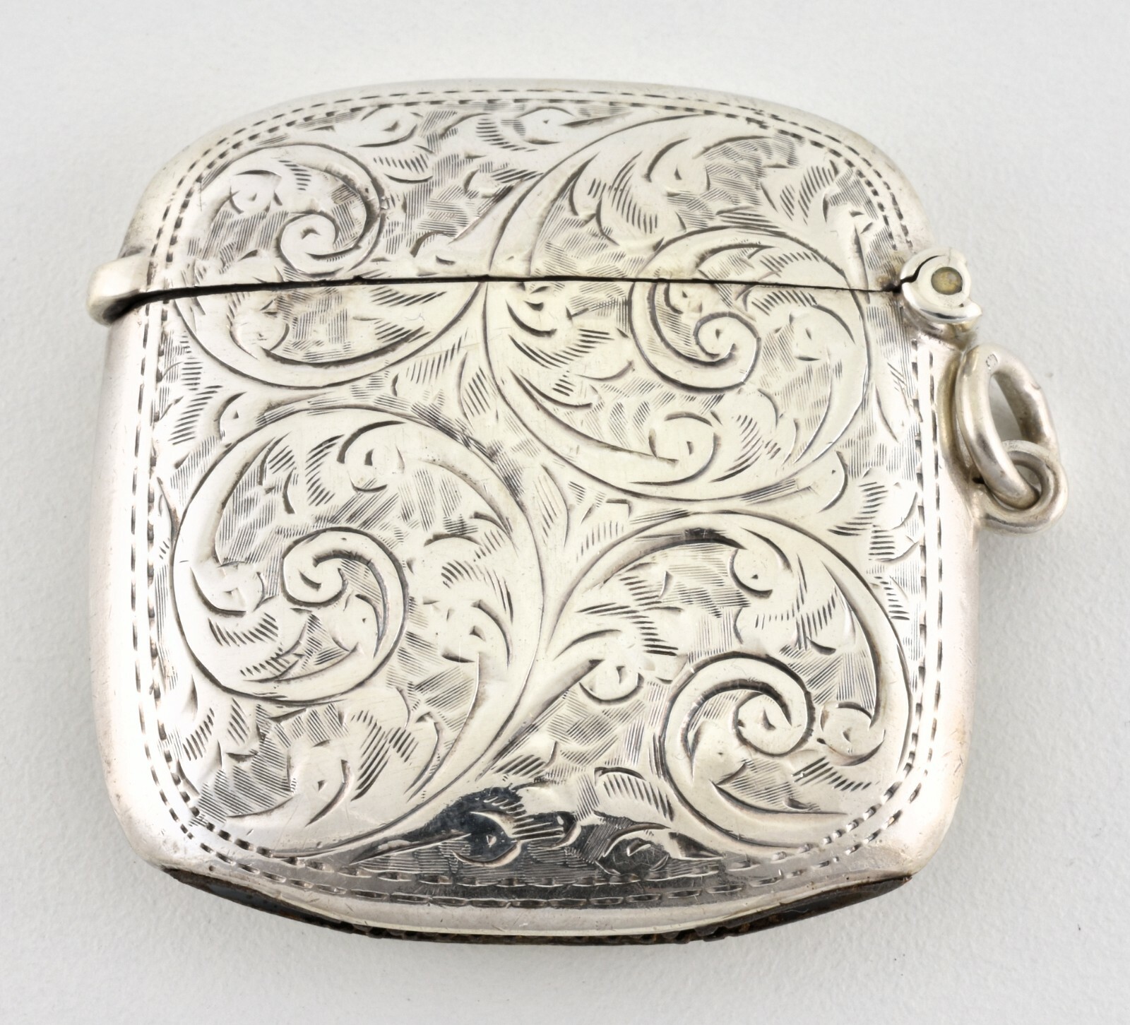Antique English Solid Silver George V Vesta Case, William Neale & Son, 1914