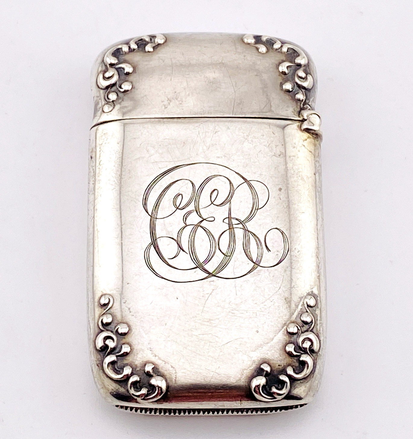 Antique Sterling Silver Match Safe Vesta Case by Watrous Engraved CER Great Cond