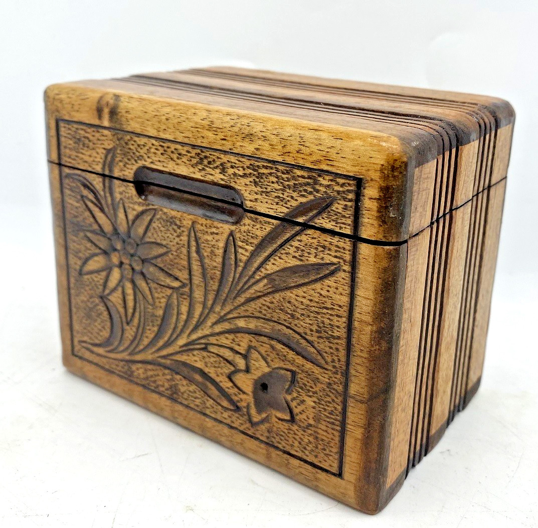 Antique Black Forest cigarette box Mid-1900’s woodwork