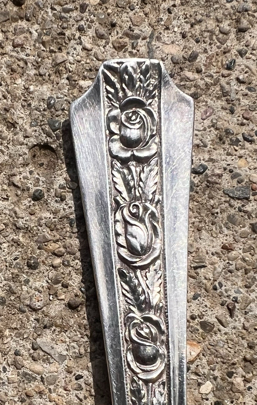 STERLING Silver Antique FRANK M WHITING Talisman Rose Pickle/Lemon Fork 5.5″