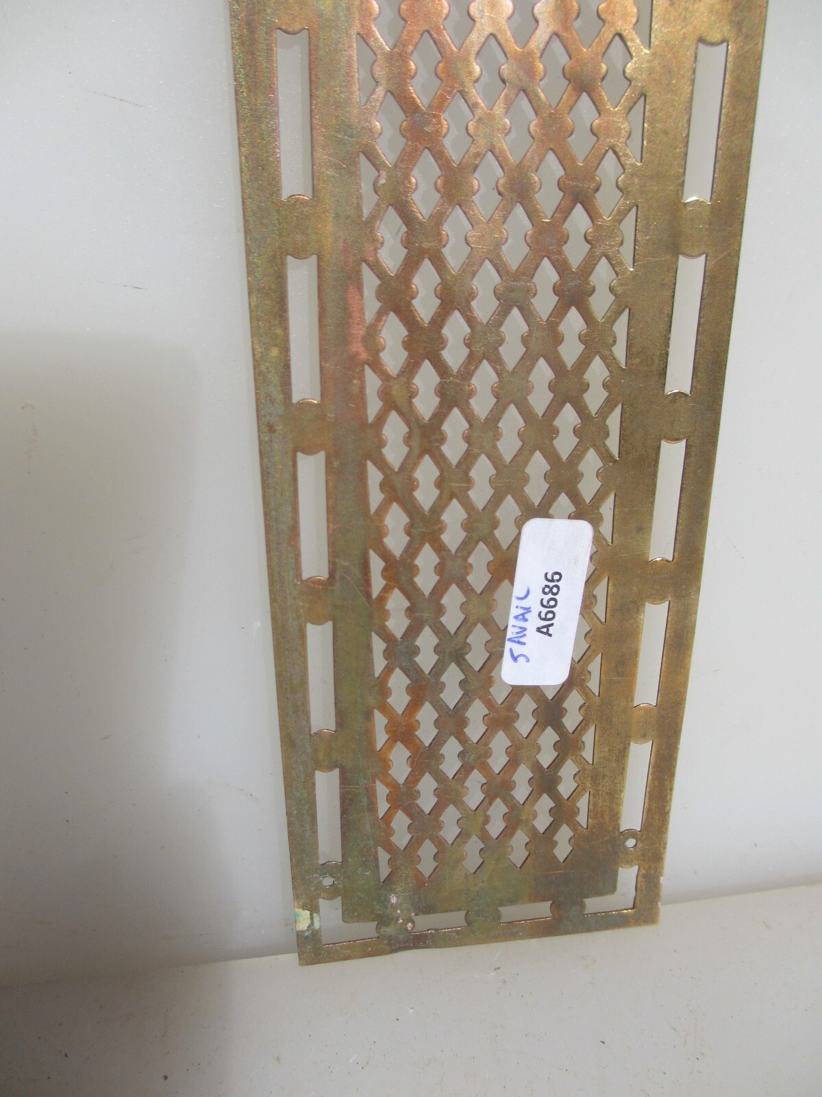 Victorian Brass Pierced Finger Plate Push Door Handle French Antique Old Vintage