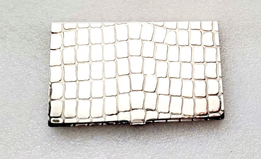Judith Leiber Sterling SILVER Crocodile Embossed business card case 65 grams NWT