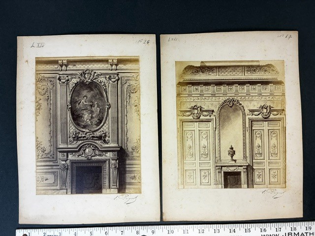 ULTRA RARE! TWO Interior Architecture Photogravure Prints. 1869. Eugene Prignot