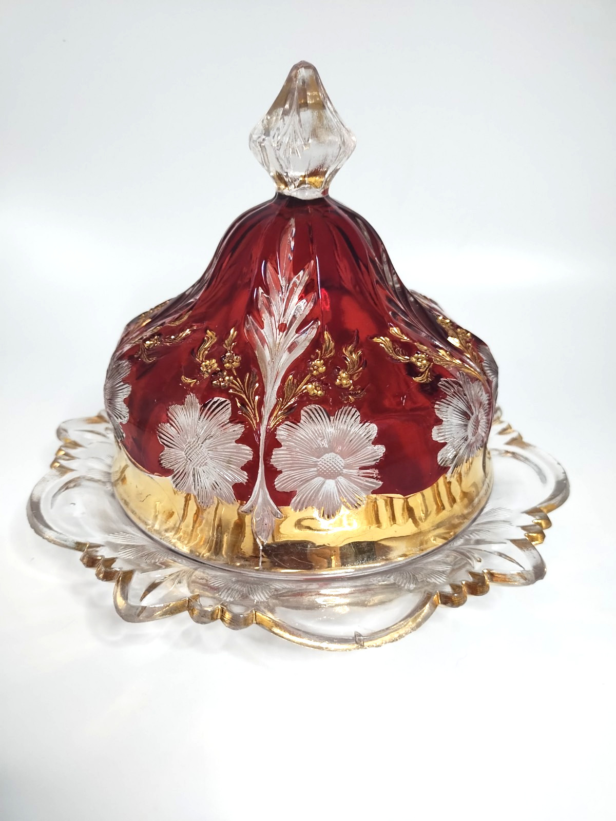 McKee’s Puritan Ruby Red 4 pc Table Set EAPG Butter, Sugar, Creamer, and Spooner
